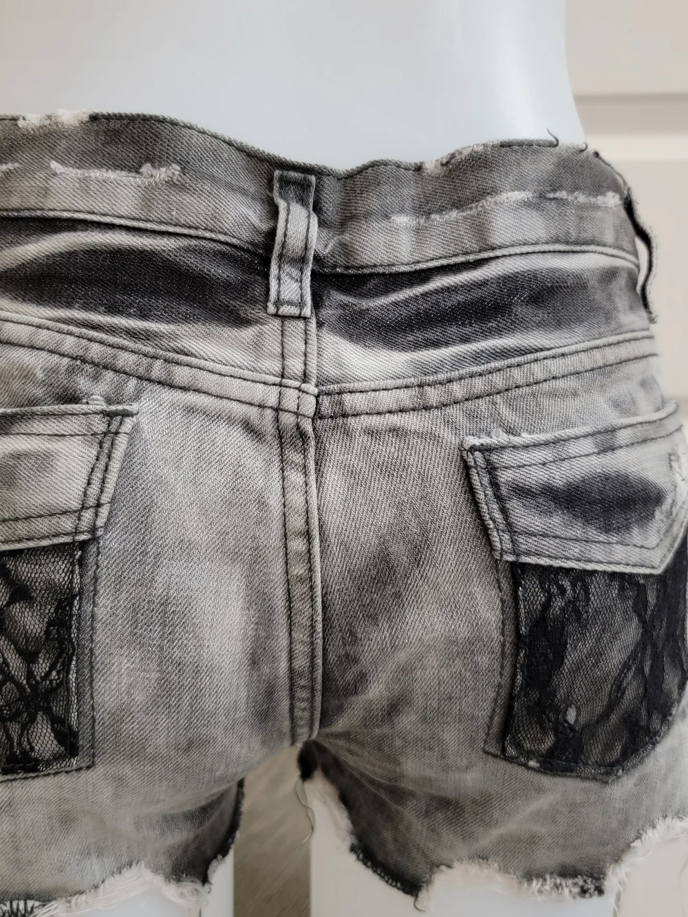 Distressed Grey Denim Women's Shorts